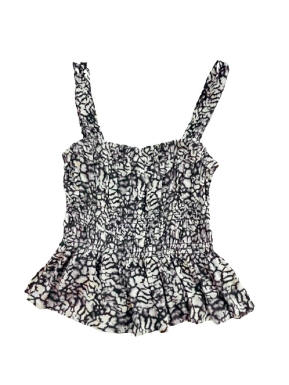 Final Touch-Black & White Smocking Tank Top. Size: Medium